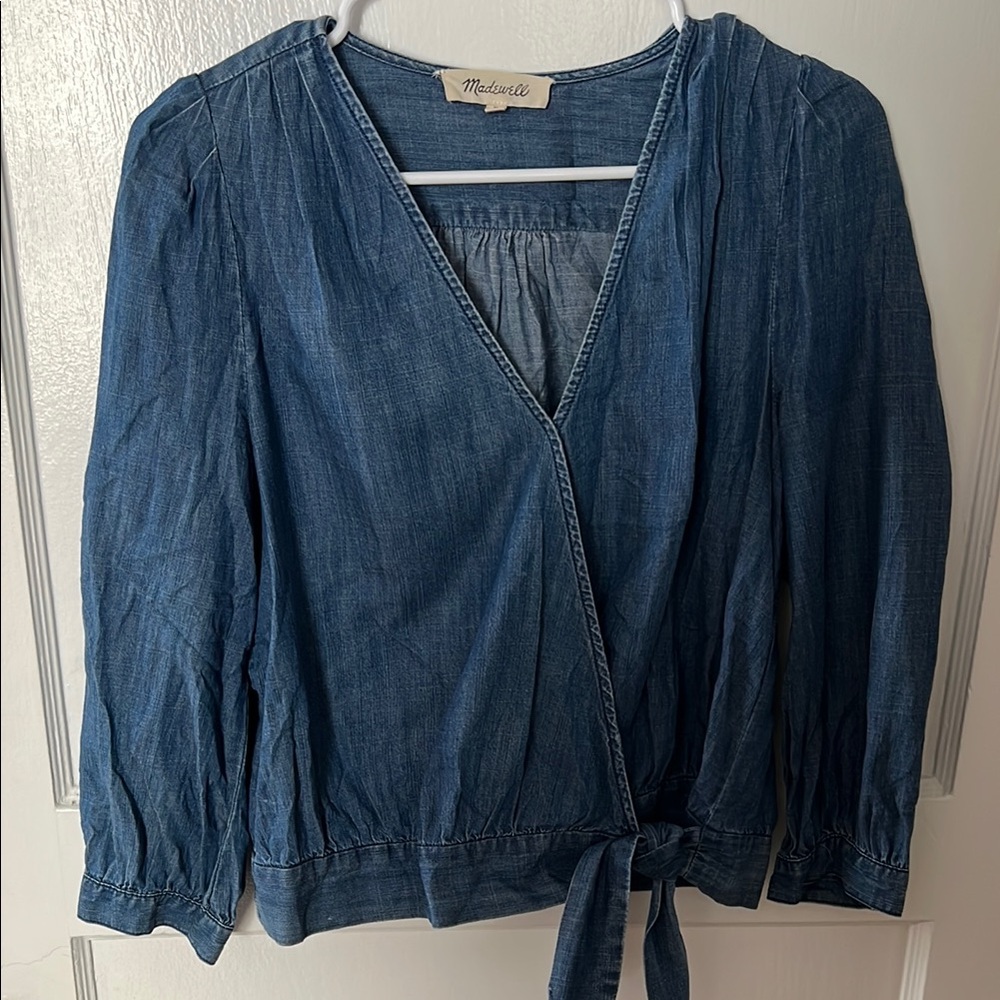 Madewell Denim Blue Wrap Blouse